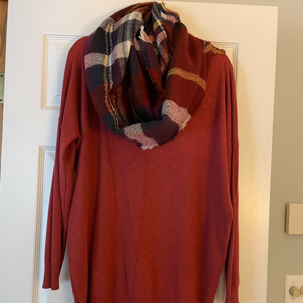 Dreamers terracotta Knit Sweater with coordinating scarf